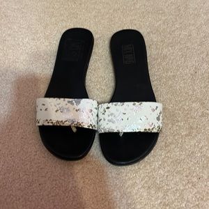 White, silver and gold sandal